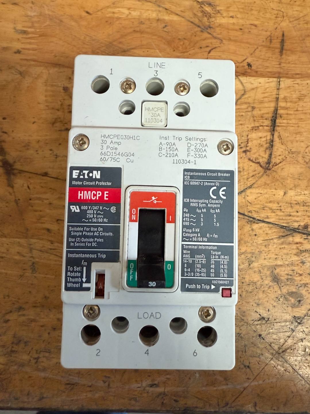 Eaton HMCP molded-case circuit breaker we purchased from an electrical contractor