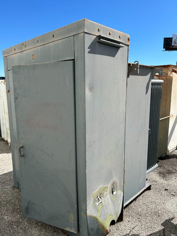 Gray power transformer cabinet purchased from a Florida facility