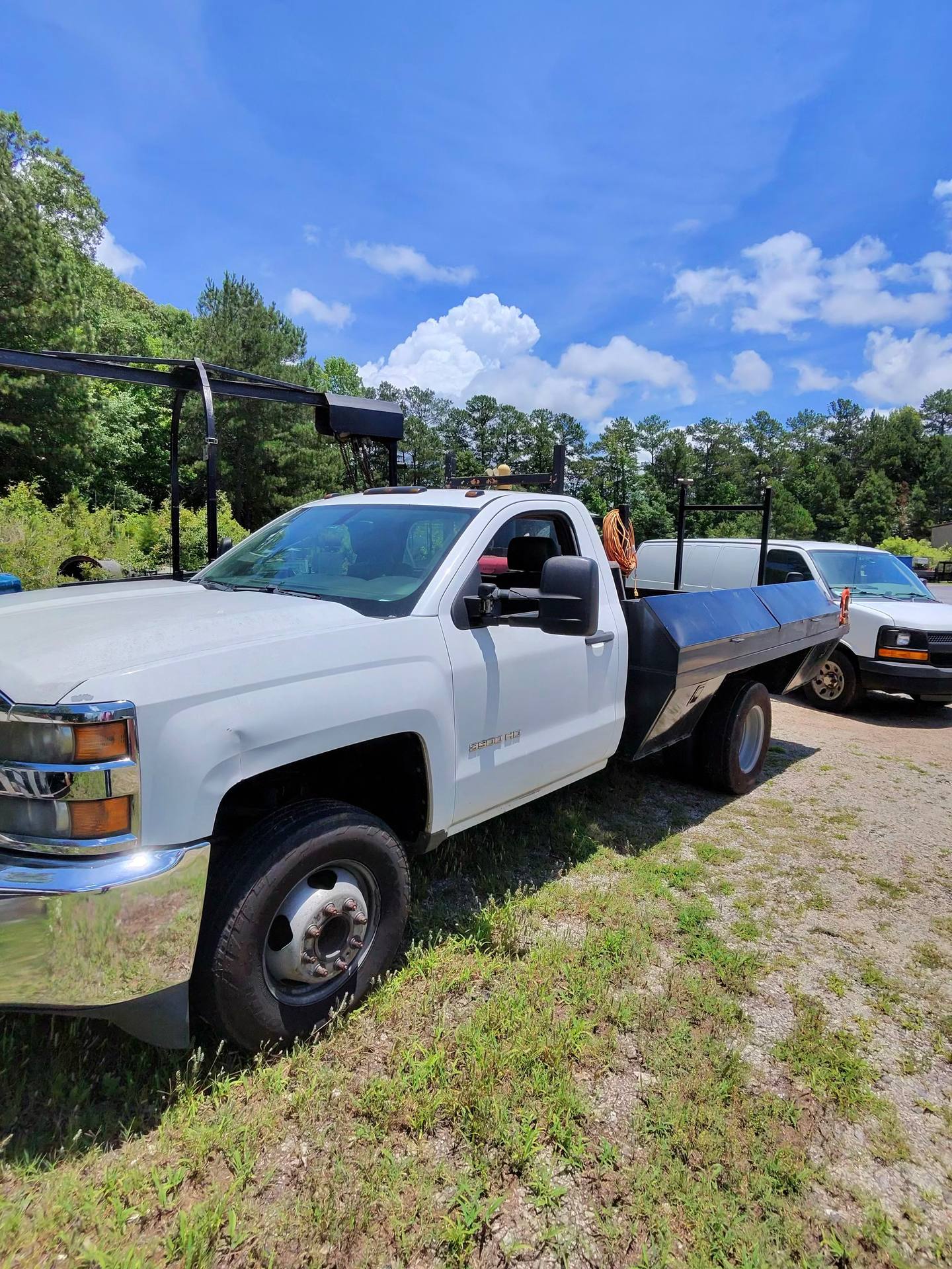 Commercial flatbed work truck
